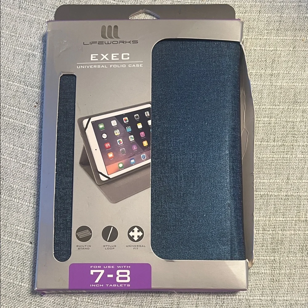 Exec Universal Folio Case for 7-8 Inch Tablets — Navy Blue